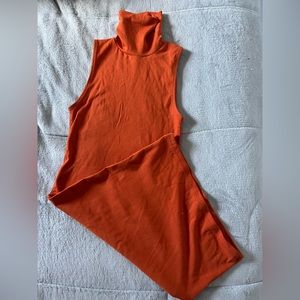 Zara matte orange turtle neck mini dress size small